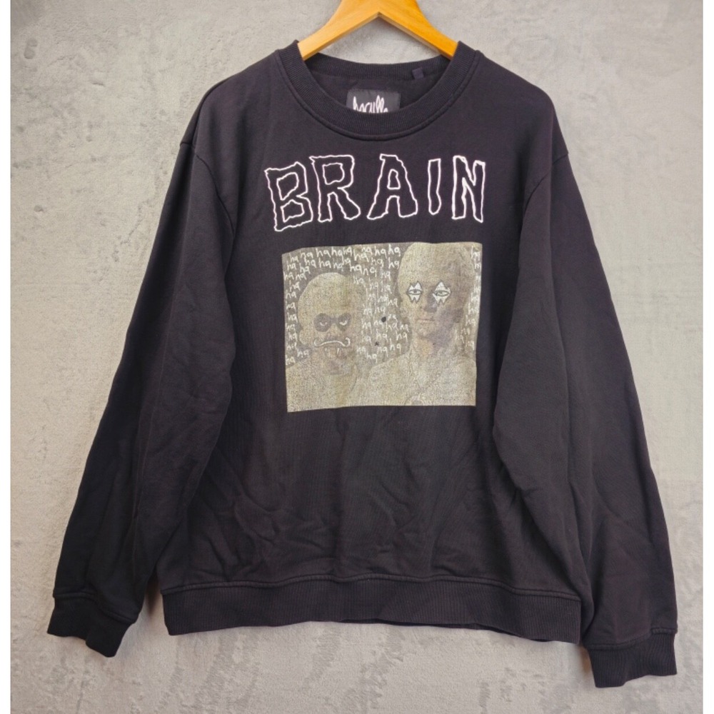 "Hac‎ On The Brain" Crewneck Haculla Streetwear Sweatshirt Mens XXL Black